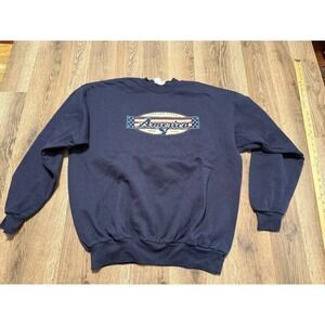 Briar Creek Sweater Mens Large Blue White Red Vintage Style America Since 1776